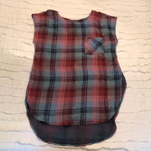 Anthropologie high-low plaid tunic, size M